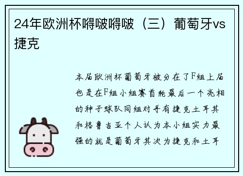 24年欧洲杯嘚啵嘚啵（三）葡萄牙vs捷克
